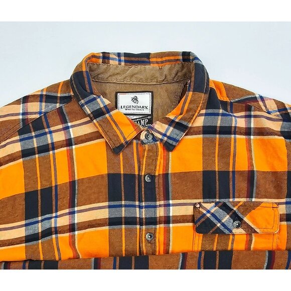 Legendary Whitetails Size 3XL Men's Orange Plaid Flannel Buck Camp Long Sleeve - Picture 5 of 13